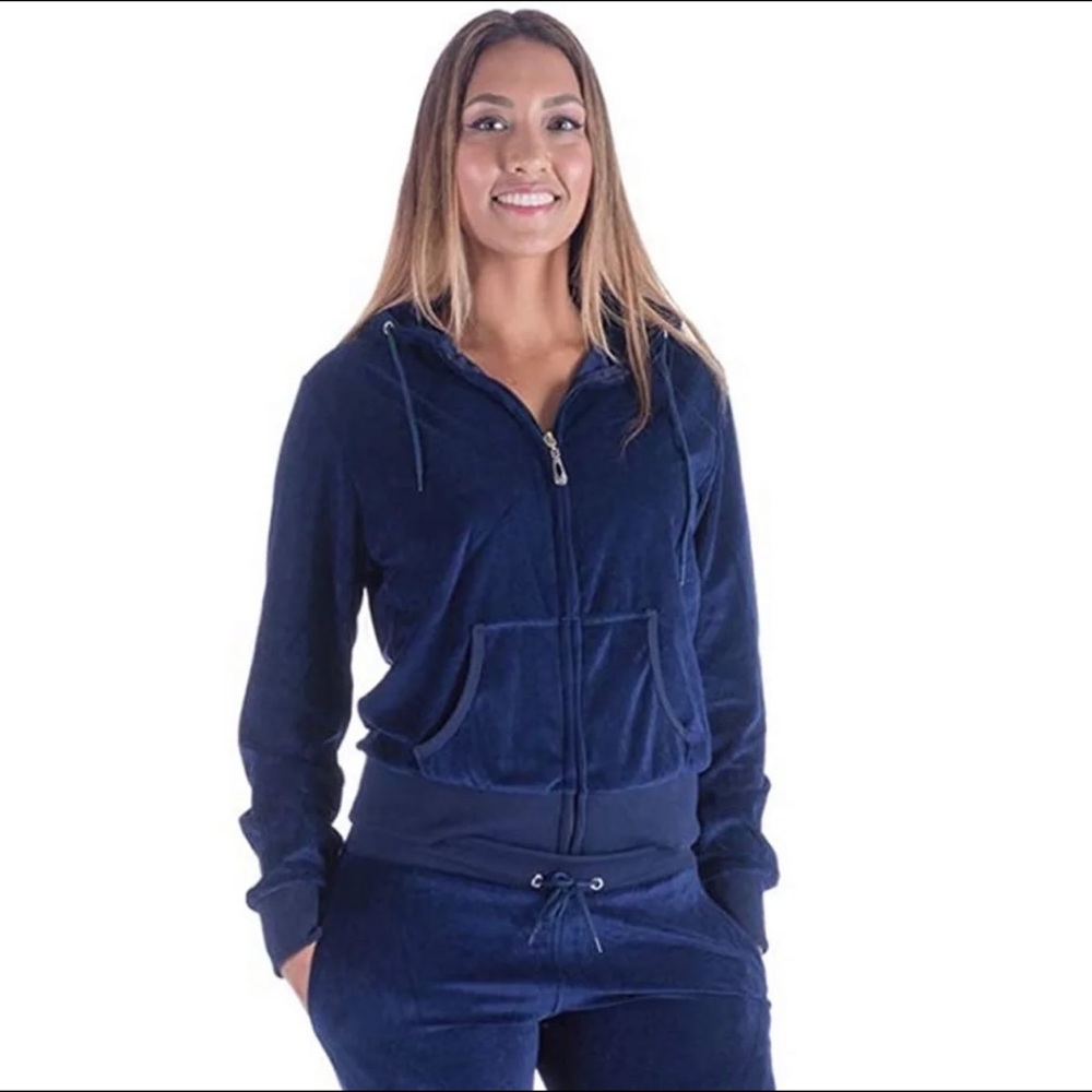 New Womens Velour blue Jacket M